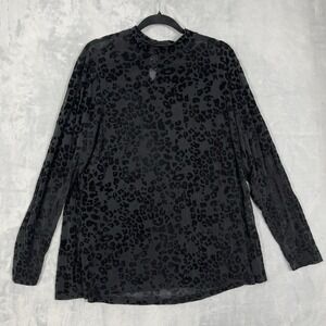 Lane Bryant Velvet Burnout Leopard‎ Top 22/24 3x Black Sheer Vamp Whimsigoth